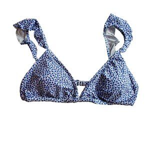 J.Crew Womens Blue & White Floral Bikini Top Size 2X Adjustable Tie Straps